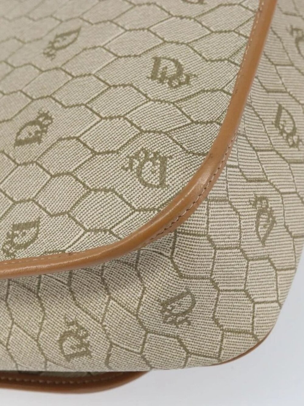 Christian Dior Honeycomb Canvas Shoulder Bag PVC Beige Gold Auth ka2352 - Picture 13 of 15